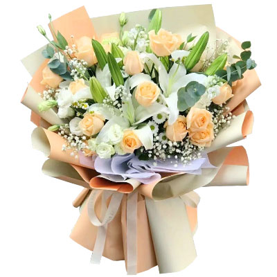 张家口19朵香槟玫瑰百合，你是我的真爱