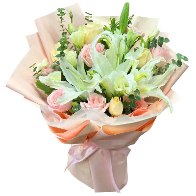 张家口10朵玫瑰百合混搭，爱是难忘时刻